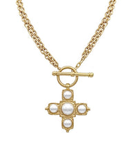 Chunky Cross Necklace - Pearl
