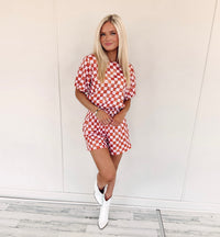 Orange Checkered Top