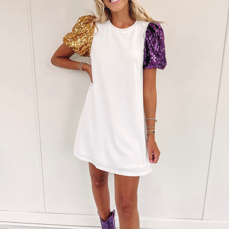 Olivia Dress - Purple/Gold