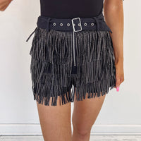 Black Fringe Skort