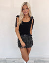 Black Fringe Skort