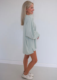 Comfy Striped Oversized Top - Mint