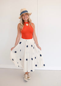 Polka Dot Maxi Skirt - Navy/Cream