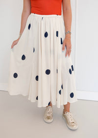 Polka Dot Maxi Skirt - Navy/Cream