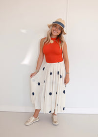 Polka Dot Maxi Skirt - Navy/Cream