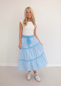 Striped Midi Skirt - Blue