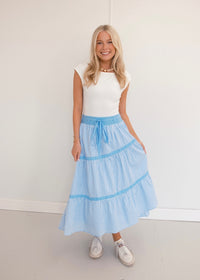 Striped Midi Skirt - Blue