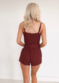 Presley Tweed Romper - Burgundy