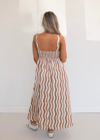 Wavy Striped Midi Dress