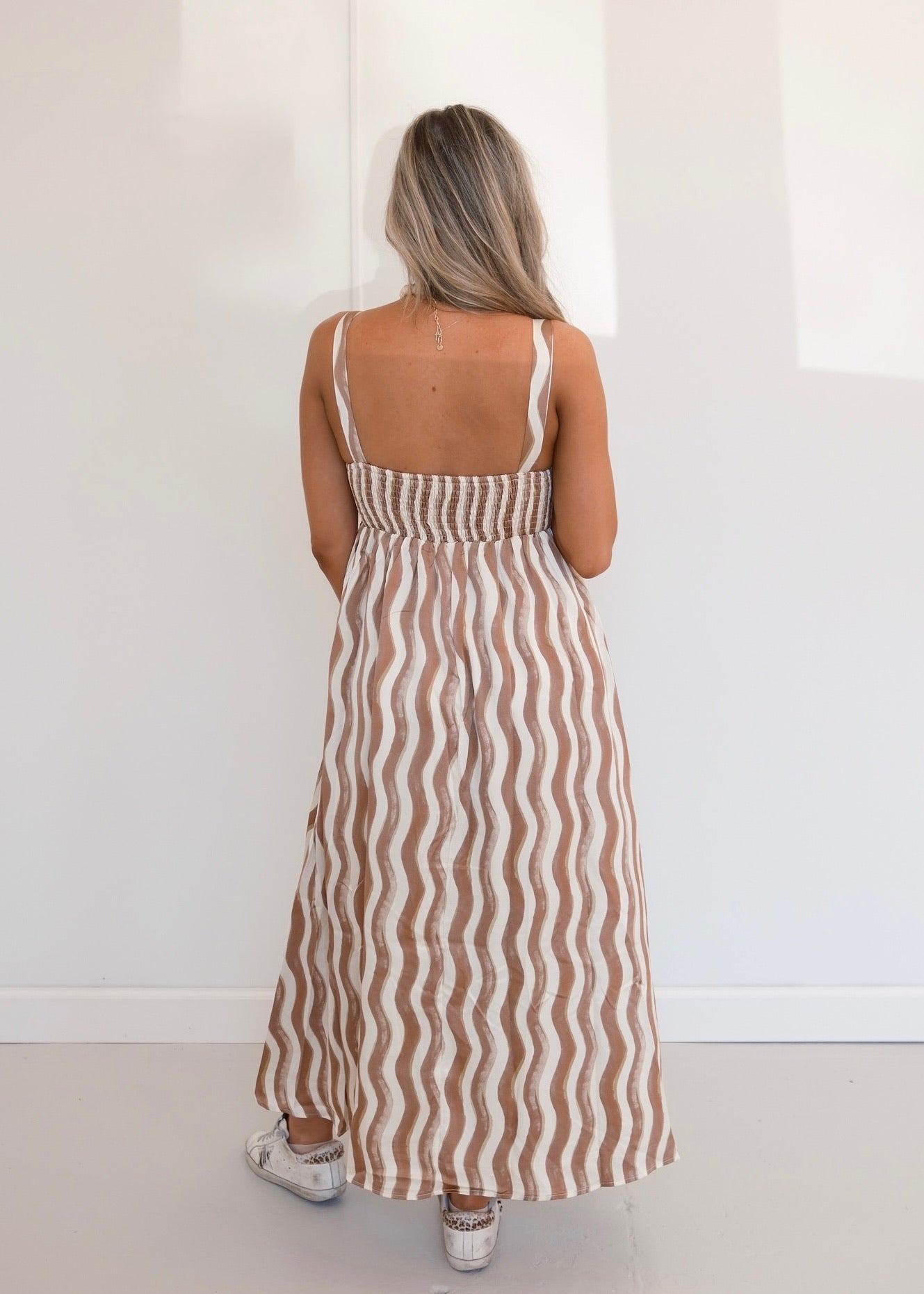 Wavy Striped Midi Dress