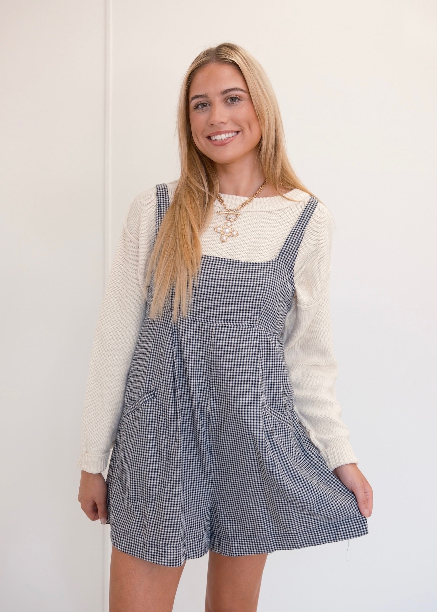 Adair Romper - Navy/Cream