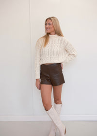 Brown Faux Leather Shorts