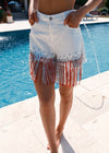 Red/Silver Fringe Shorts