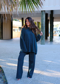 Cozy Striped Lounge Pants - Green
