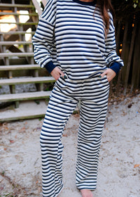 Navy & Cream Striped Lounge Set