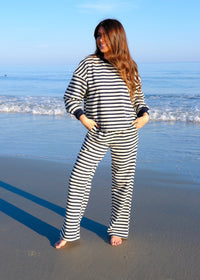 Navy & Cream Striped Lounge Set