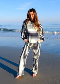 Navy & Cream Striped Lounge Set