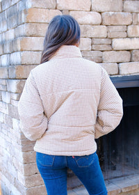 Brown Gingham Puffer Jacket