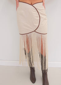 Gracie Fringe Set - Cream/Brown
