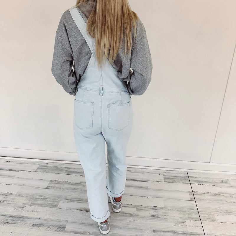 Evie Denim Overalls - Ice Blue