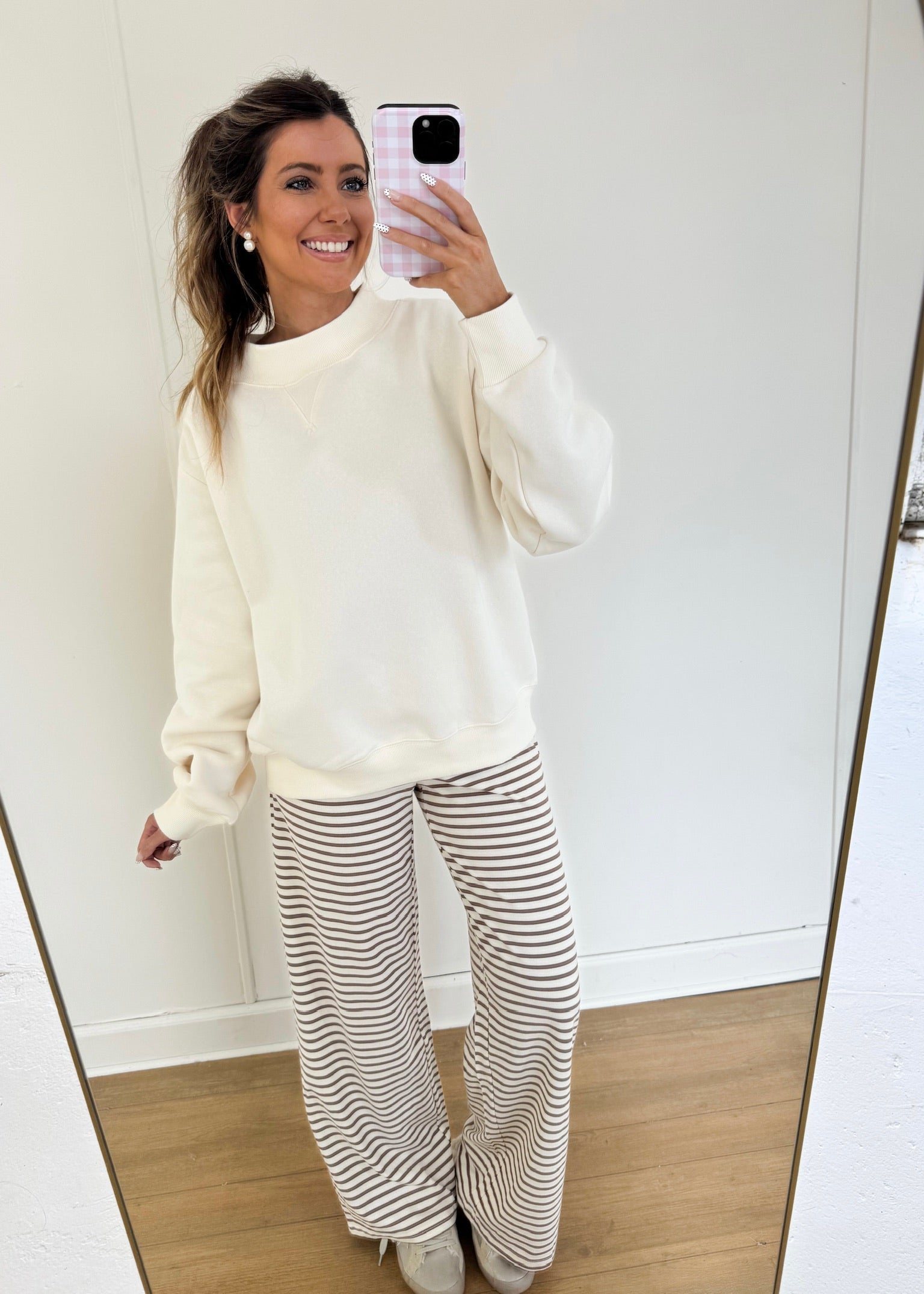 Eloise Mock Neck Sweatshirt - Cream