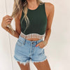 Piper Rhinestone Top - Hunter Green