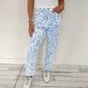 Blue Swirl Straight Jeans