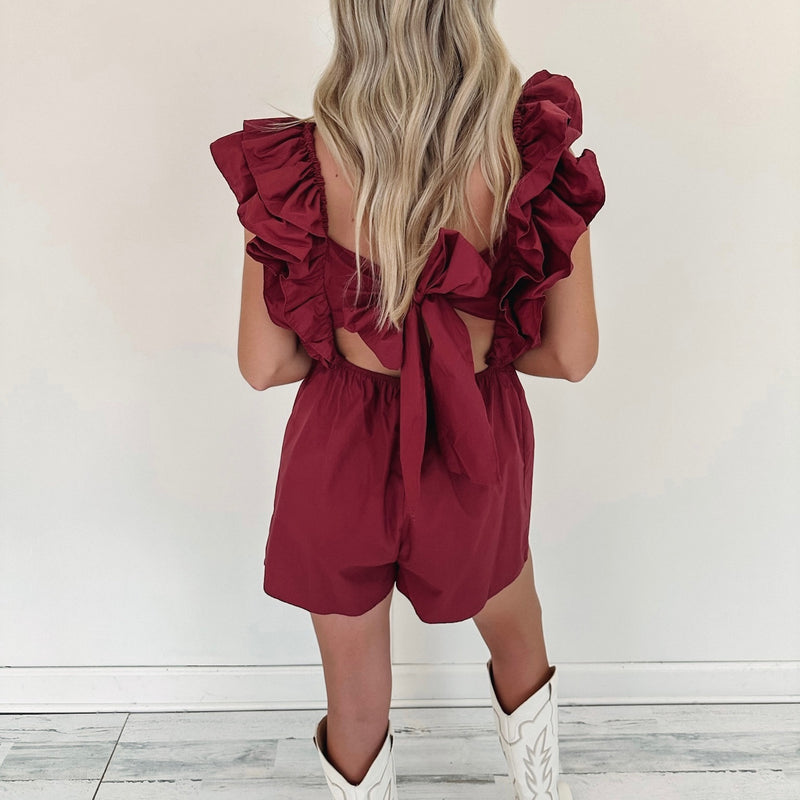 Rachel Romper - Burgundy