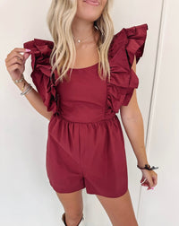 Rachel Romper - Burgundy