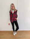 Carly Vintage Plaid Vest - Red