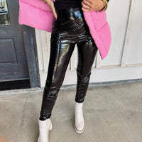 Black Liquid Leather Leggings