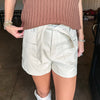 Harper Faux Leather Shorts - Cream