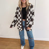 Blaire Oversized Checkered Cardigan - Charcoal