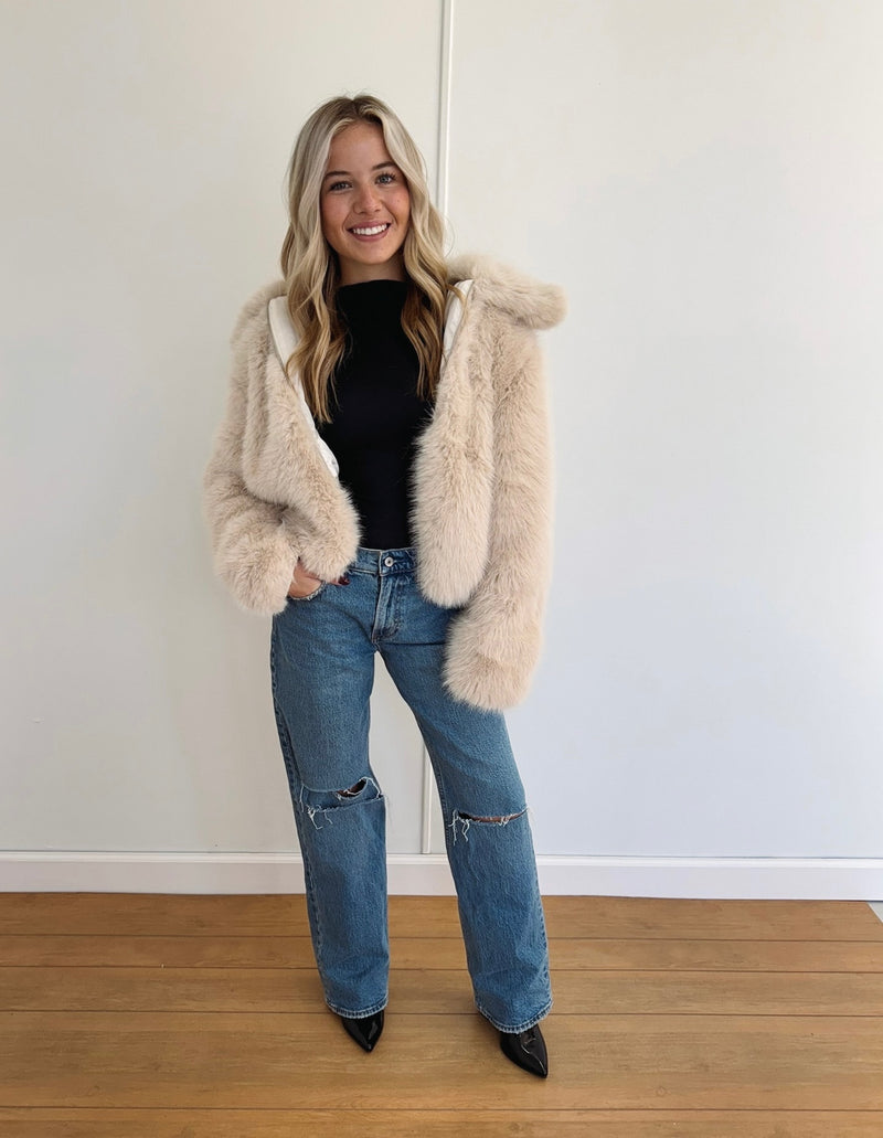 Mina Fur Jacket - Cream