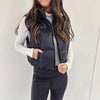 Leather Puffer Vest - Black