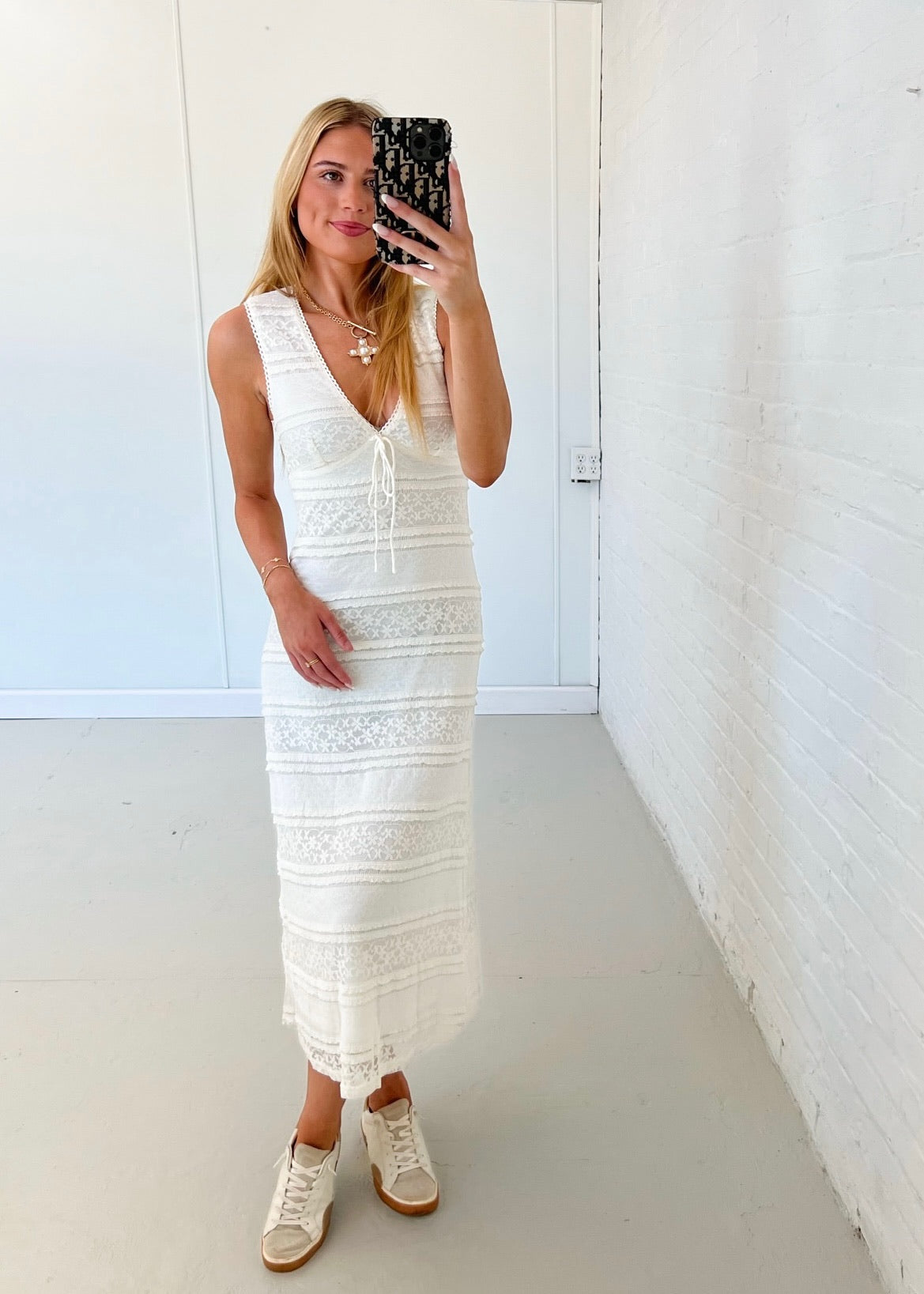 Polly Midi Dress - Cream