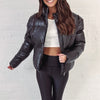 Black Leather Puffer Jacket