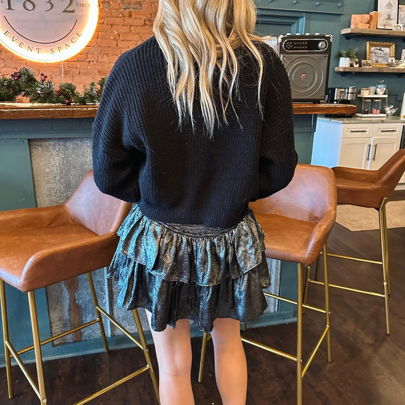 Sammy Smocked Skirt - Gunmetal