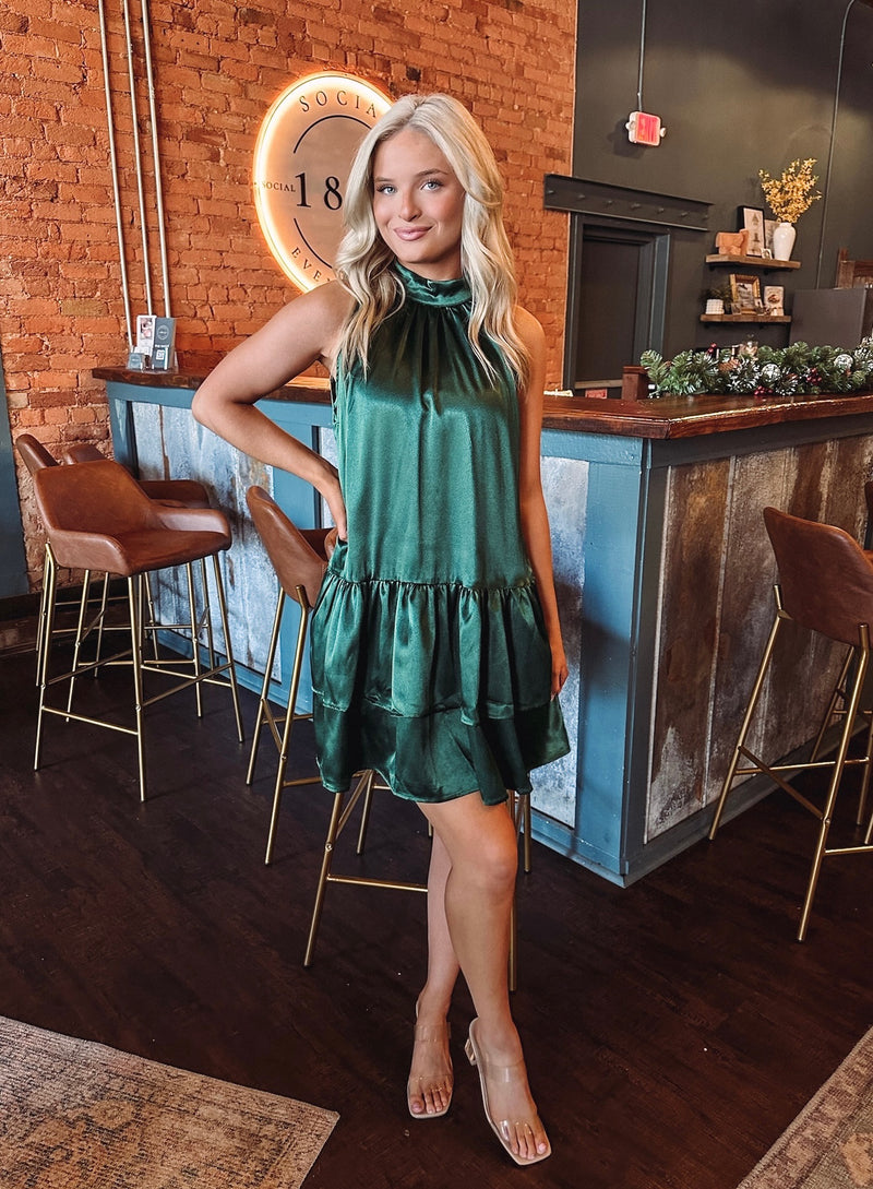 Claudia Halter Mini Dress - Green