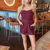 Presley Tweed Romper - Burgundy