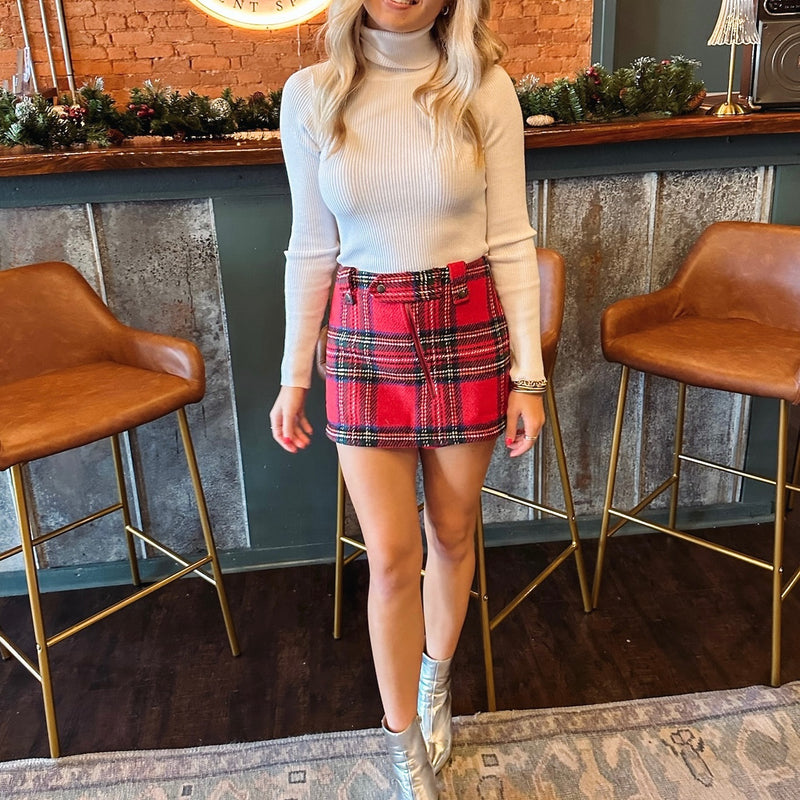 Morgan Plaid Mini Skort - Red