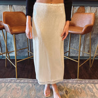 Monica Sequin Midi Skirt - Cream