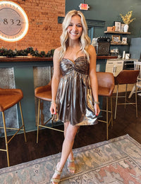 Metallic Mini Dress - Bronze