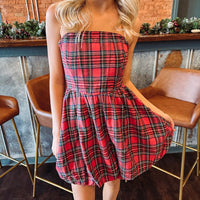 Plaid Mini Dress - Red