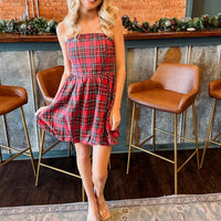 Plaid Mini Dress - Red