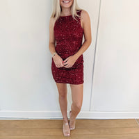 Ryleigh Sequin Mini Dress - Burgundy