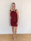 Ryleigh Sequin Mini Dress - Burgundy