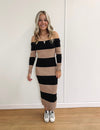 Faye Sweater Midi Dress - Black/Tan