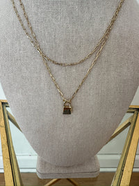 Layered Chain Lock Necklace