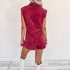 Collins Denim Romper - Burgundy